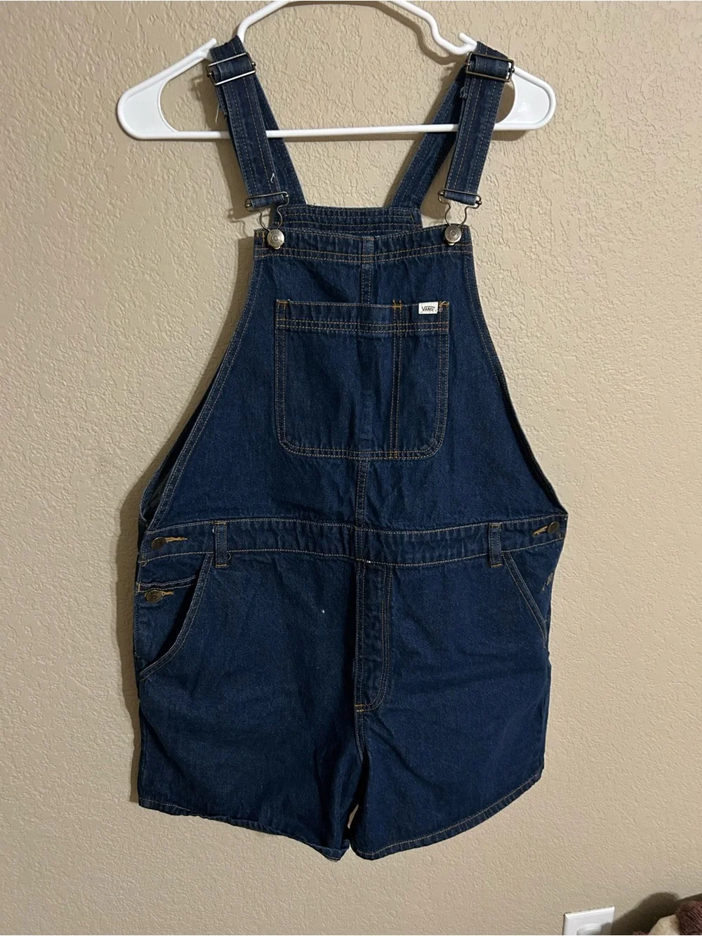 Vans Kids Navy Blue Denim Short Overalls - Picture 3 of 5